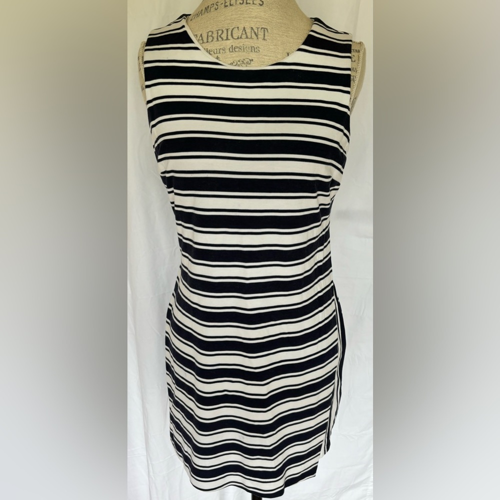 Crown & Ivy Womens Sleeveless Romper/Dress in Navy/White Stripe Sz S
